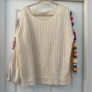 Shein Curve sweater with crochet sleeves